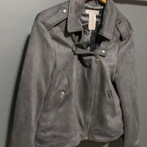 Philosophy Women Size XL Jacket Motorcycle Grey Zip Casual Chic Bomber